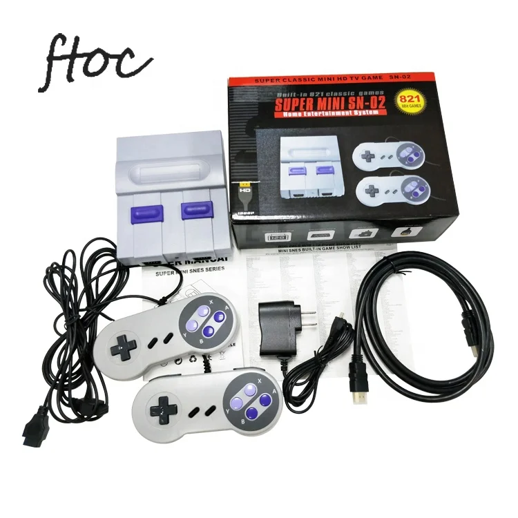 

Cheap TV Video Game Console Handheld Retro Family Game Console Built-In 821 Classic for S N E S Classic Games Console
