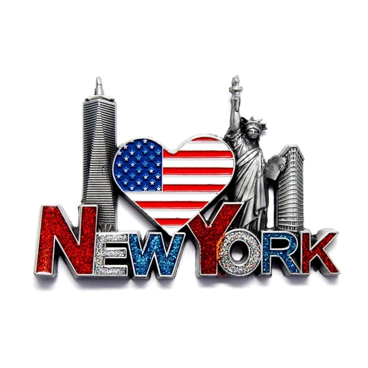 
Popular building metal 3D customized souvenir tourist new york fridge magnet 
