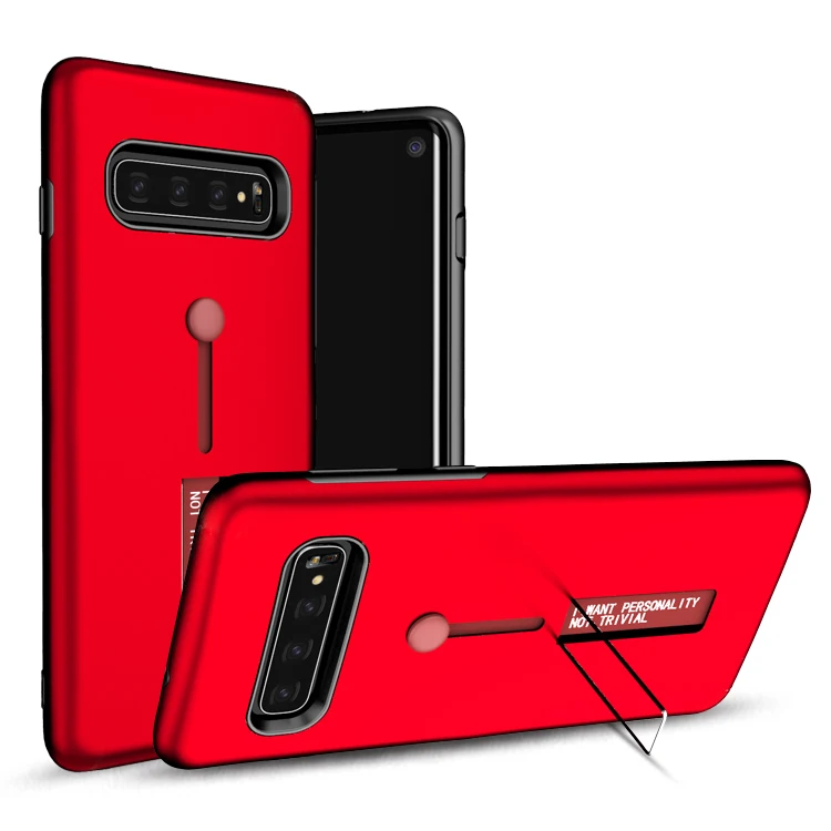 

2 in 1 PC TPU Hidden Ring Holder Kickstand Phone Case For Samsung Galaxy S10 Picture Hybrid Phone Cover