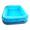 Customized Aquatic Marine Life Printing Large Blue 2 Rings Rectangle Inflatable Kids Swimming Pools Background For Family Fun