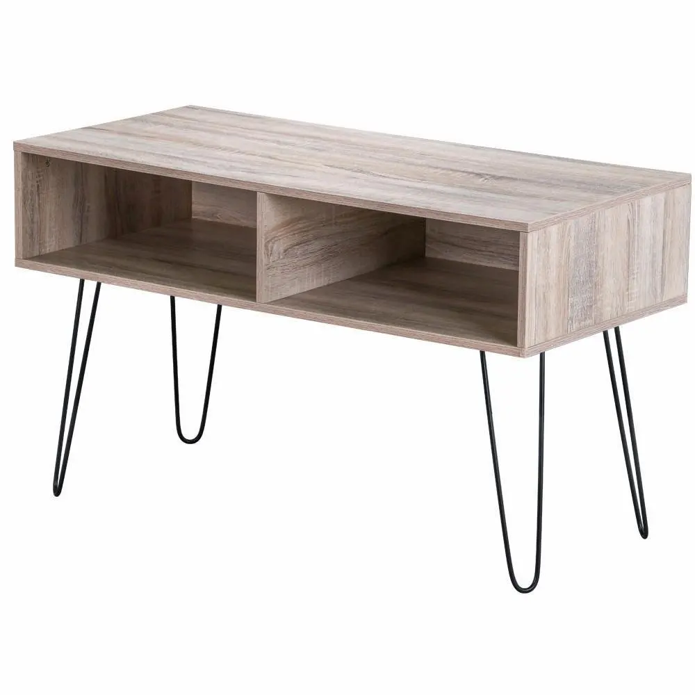 Natural Black 42 Retro Wood Tv Stand Metal Hairpin Legs Living