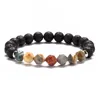 Latest Triangle Shaped Natural Beads Crazy Agate Stainless Steel Spacer Lava Stone Bracelet