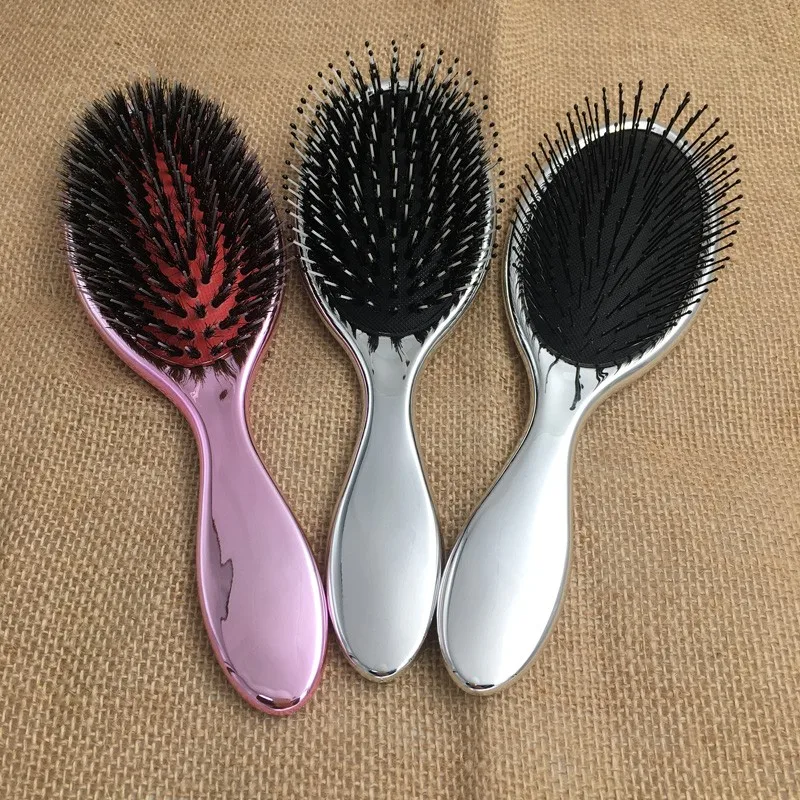 Custom Curve Plastic Classic Hair Brush Scalp Massager Boar Bristle