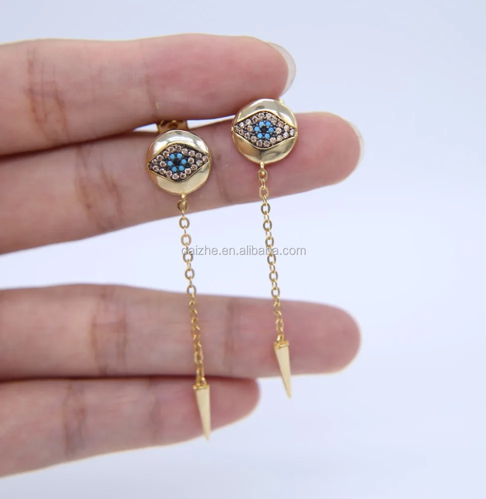 

ALIEXPRESS HOT SALE GOLD EVIL EYE STUD EARRING WITH CZ PAVED FOR WOMEN WEDDING GIFT