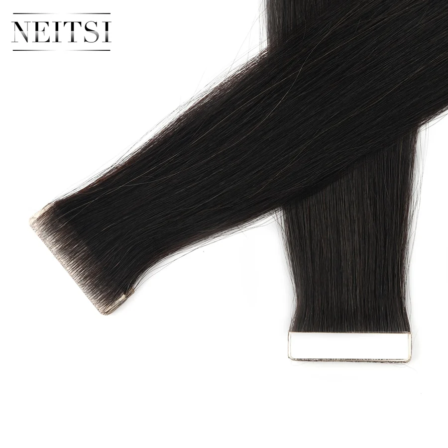 

Neitsi Russian Tape Hair Extensions PU Skin Tape Hair Extensions 100% Human Hair Double Drawn 1B#