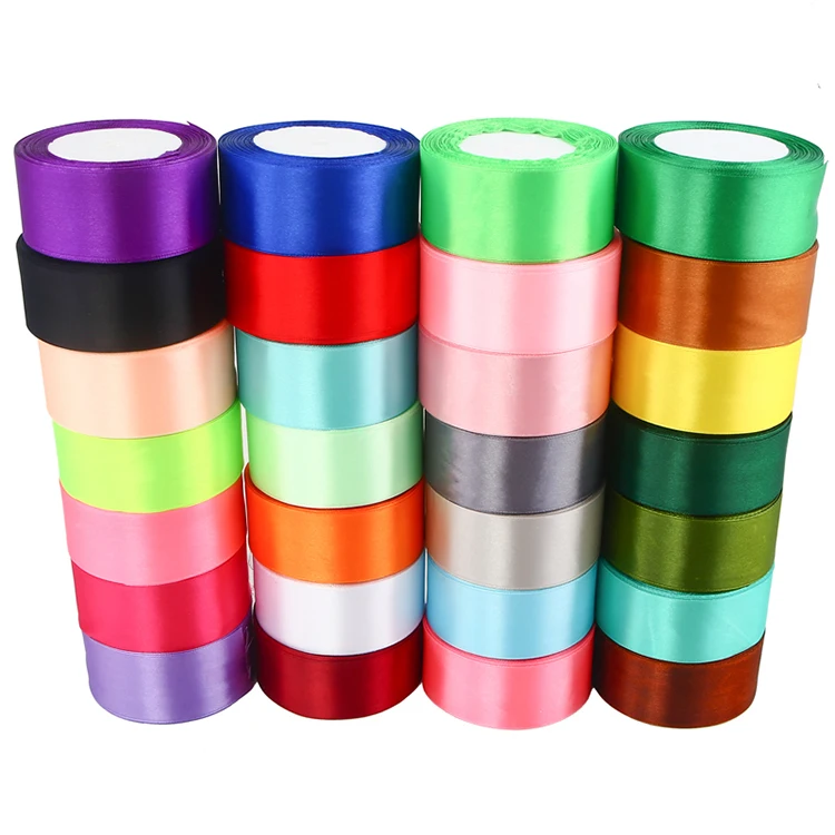

Stock wholesale various colors 25yards polyester single face satin ribbon 38mm, 196 colors