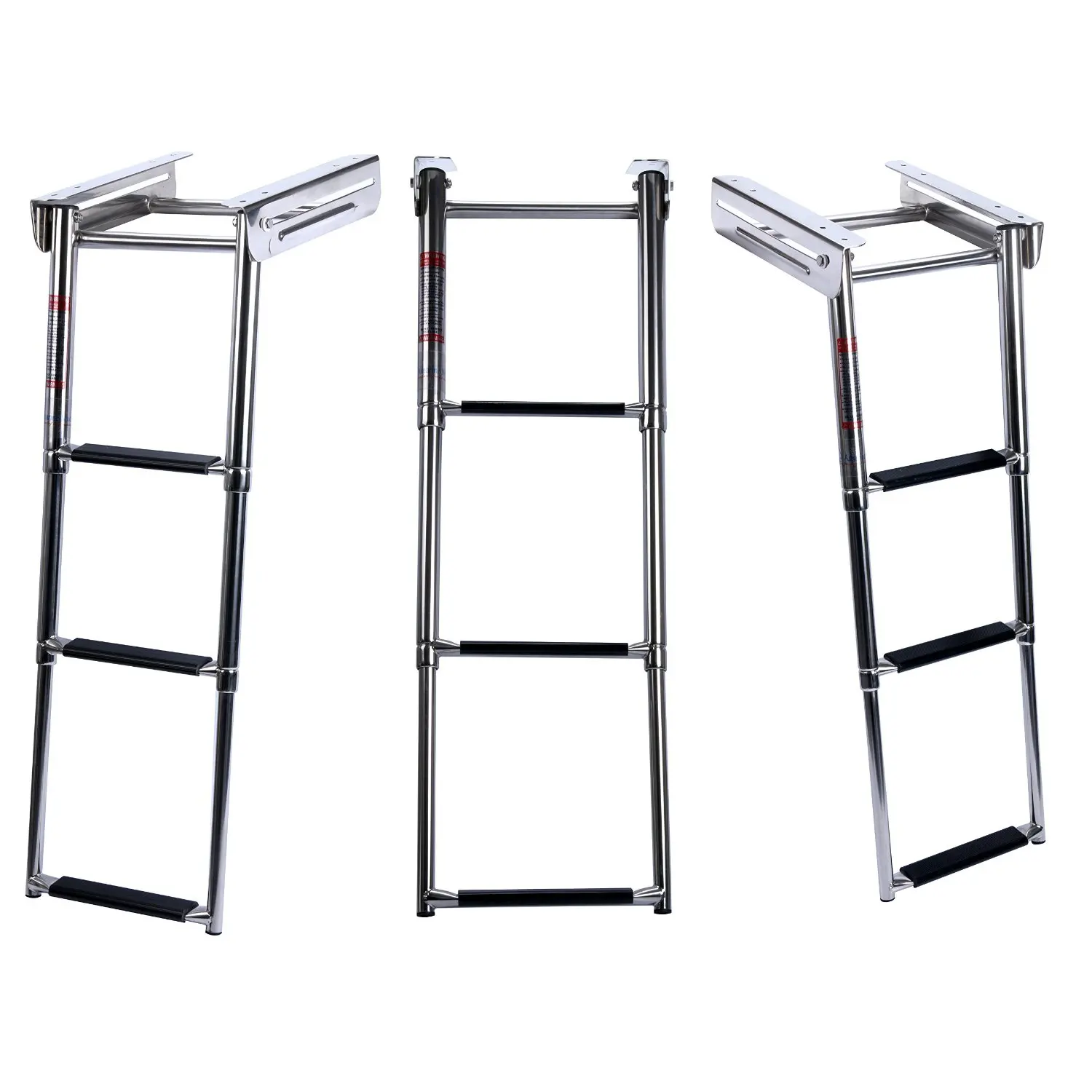 Amarine Made Telescoping 4 Step Stainless Steel Ladder,Extending Swim Step Ladder with Long Mounting Bracket for Marine Boat Yacht Swimming Pool