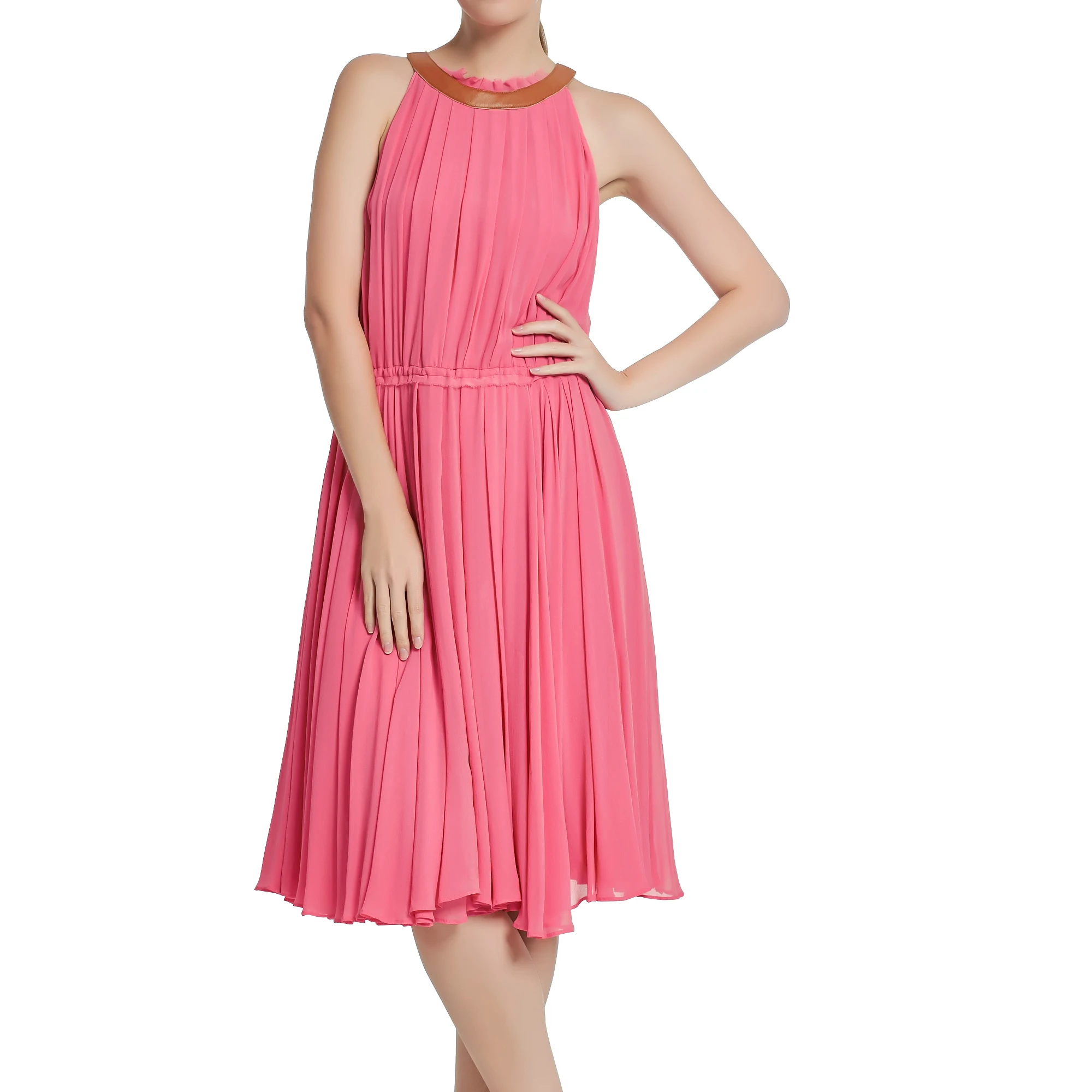 100 Silk Fabric Slim Fit Double Layer Tank Dresses For