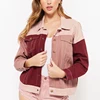 jean jacket women new products 2018 snap button placket color block denim jackets in bulk