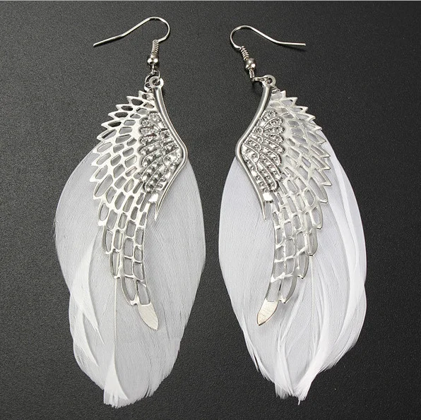 

European fashion angel wing feather earrings foreign earrings