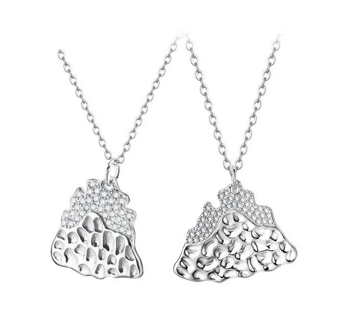 

Fine jewelry 100% 925 Sterling Silver Snow mountain zircon necklace Free shipping