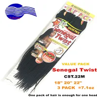 

crochet twist senegal twist 18"20"22" 200gr full value pack, Synthetic hair afro twist braid
