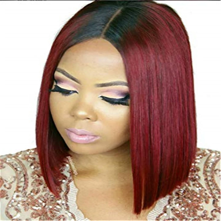 

Unprocessed Virgin bob Red Straight Short Wholesale Price Free Sample Straight Hair lace front bob lHuman Hair wig