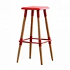 European most popular wooden bar stools plastic with footrest bar table and chair for snack bar