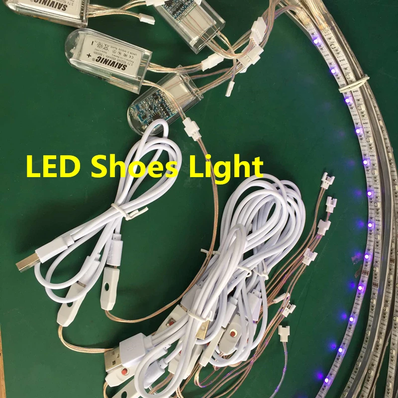 Factory price led shoes strip light USB rechargeable battery operated led shoes light