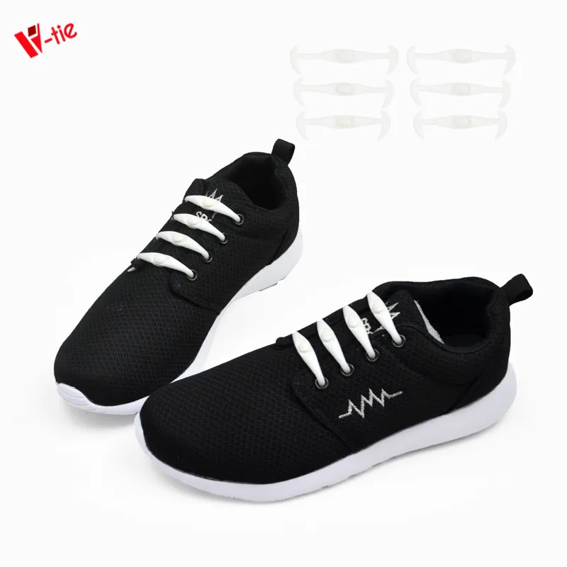 

Premium Gift Promotional Pure white silicone no tie shoe laces elastic and fashionable 12pcs
