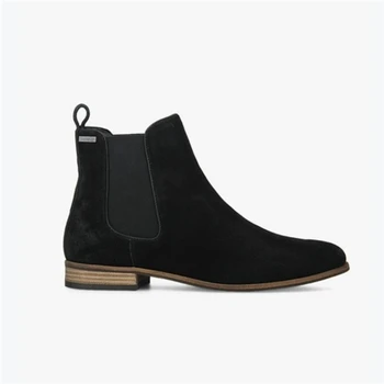 black suede boots flat