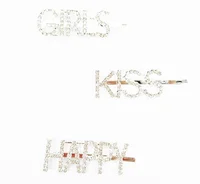 

Crystal word barrettes bobby pins luxury rhinestones jewelry headwear accessories sparkly letter hair clip
