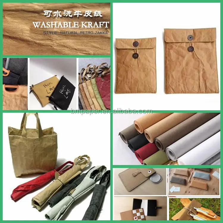 Eco-friendly Azo Free Washable Paper Kraft Fabric For Tote Bag - Buy ...