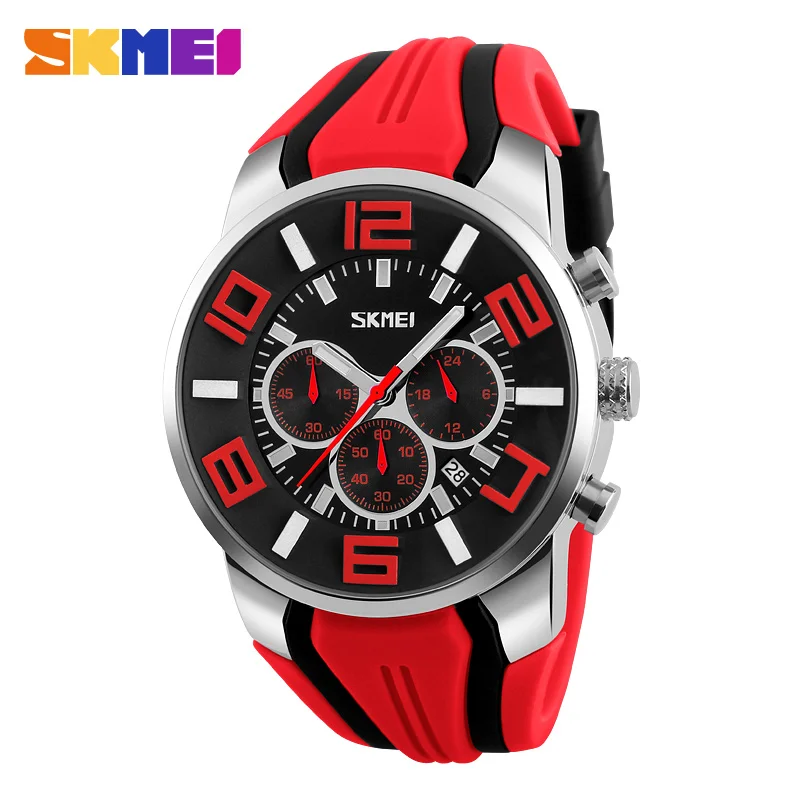 

SKMEI 9128 Men Quartz Wristwatches Fashion Sport Stop Watch Auto Date 30M Waterproof Clocks Relogio Masculino Male Brand Watches
