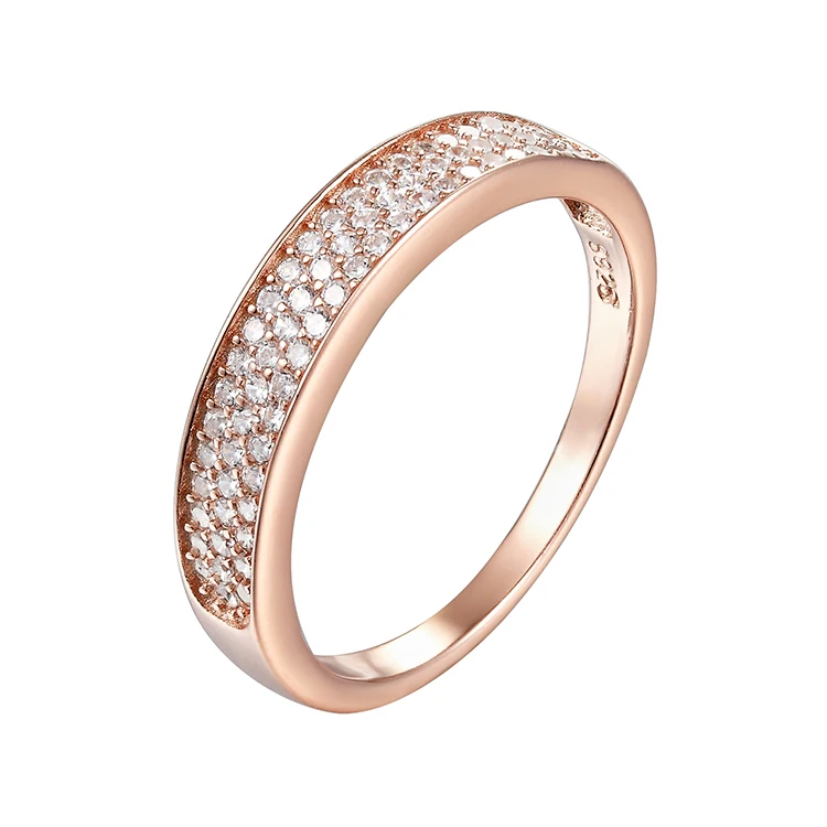 

Rose Gold Plated 925 Sterling Silver Micro Pave Cubic Zirconia Eternity Band ring, N/a