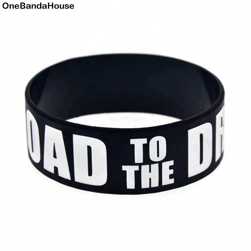 

25PCS/Lot Road to The Dream Silicone Wristband 1 Inch Wide Motivation Bracelet, Black