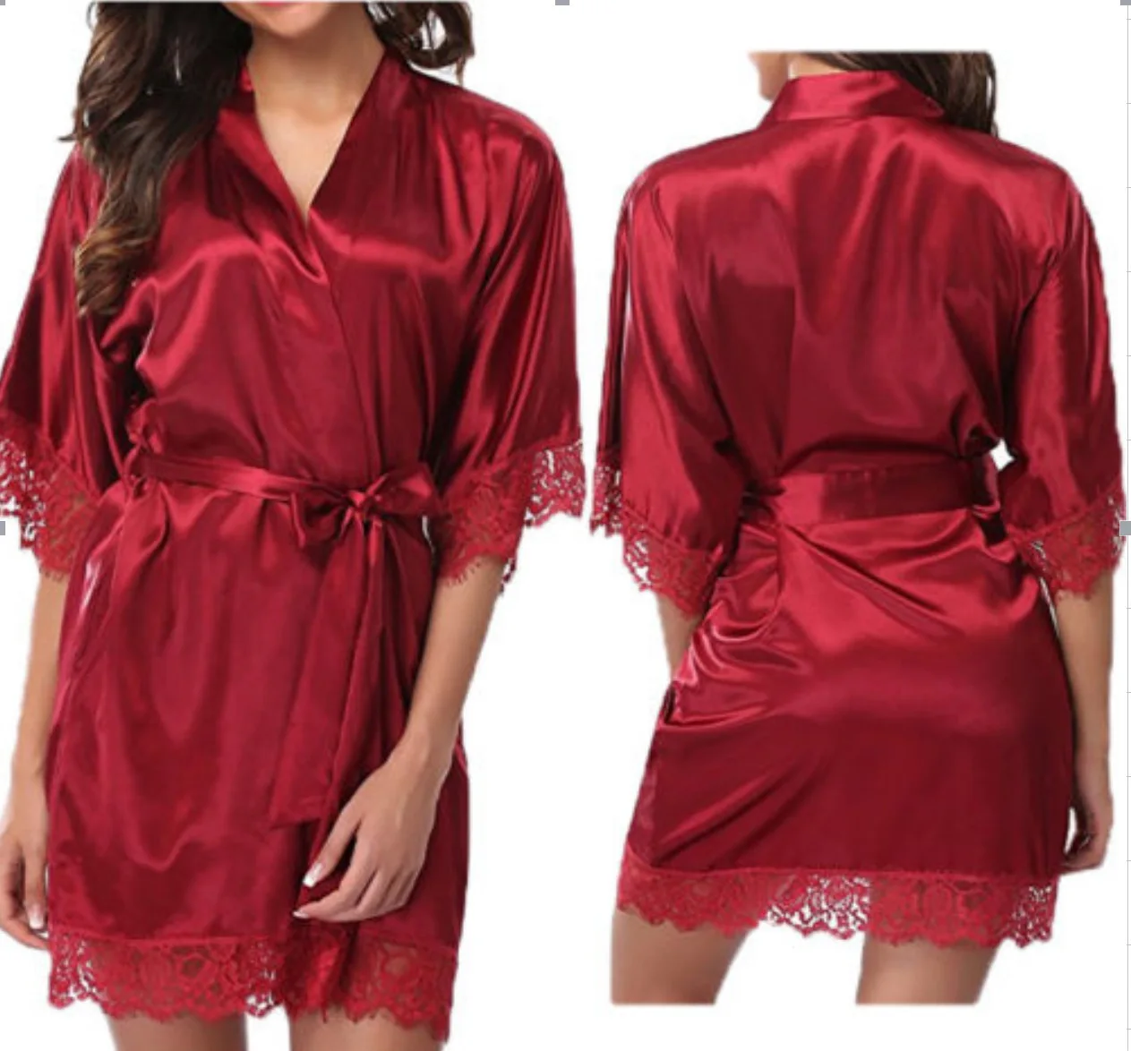 Women's New Cheap Short-sleeved Pajamas Sexy Lace Robe Wedding Dressing ...