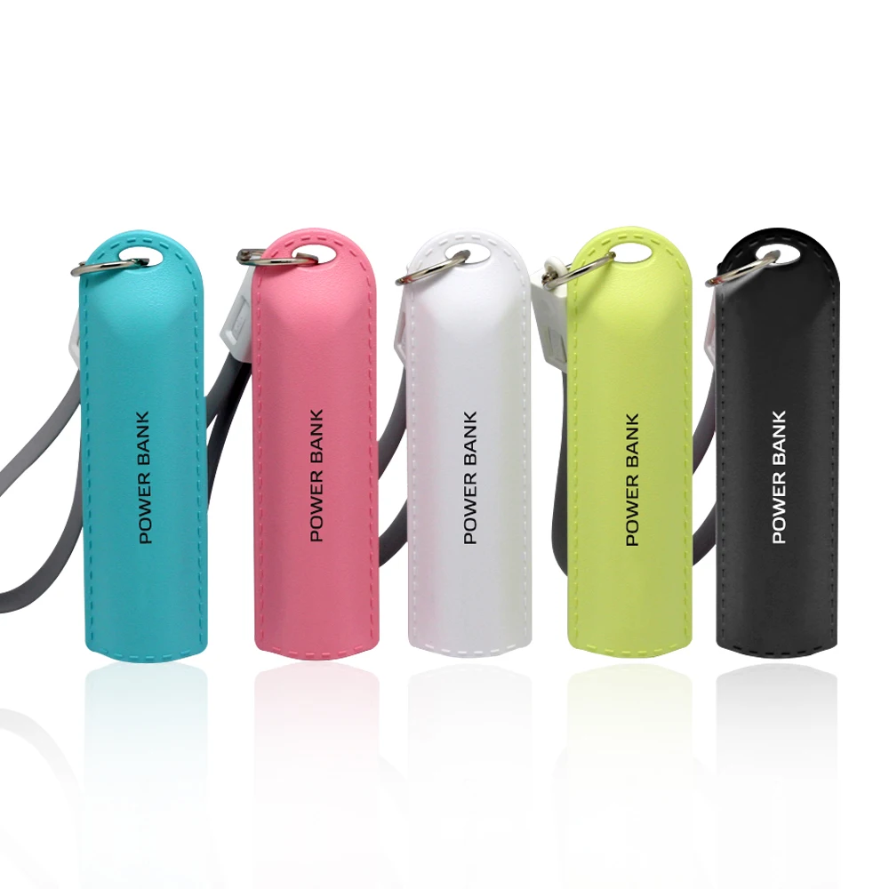 

2019 new trending product portable 2600mah small mini keychain charger power bank ABS leather effect case powerbank, N/a