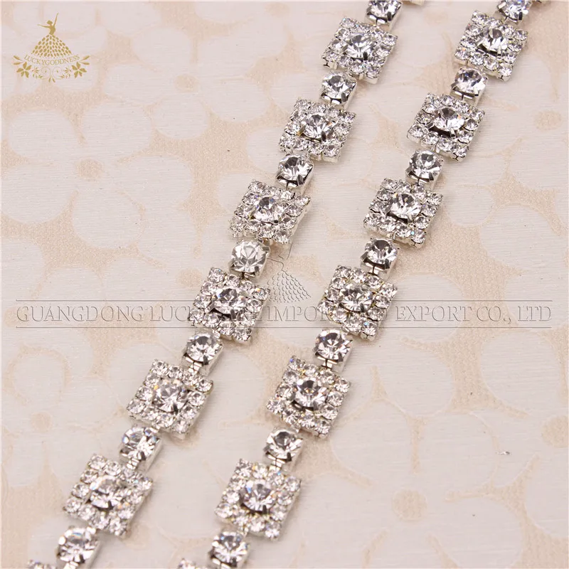 Yhsheen Rhinestone Trim With Pearl Chain - 2 Yards, Clear Glass Rhinestones, For Bridal, Costume & DIY Decoration 3 thumbnail image