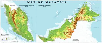 mapa fisico de malasia Mapa Físico De Malasia   Buy Malasia Mapa Físico Product on 