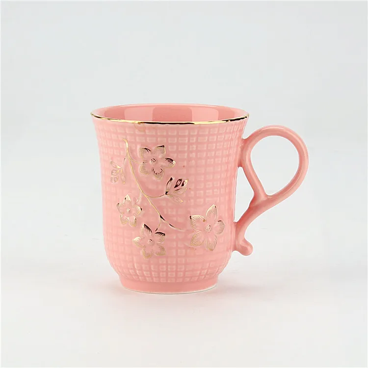 Restaurant rose couleur caf&eacute; tasses &agrave; th&eacute; color&eacute; logo personnalis&eacute; imprim&eacute; 200 ml tasse en c&eacute;ramique