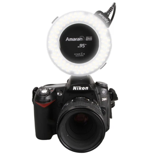 

AHL-HN100 Macro photography LED Ring Flash Light with LCD Display Adapter Rings and Flash Diffusers for Nikon D7100 D5200 D800, Black