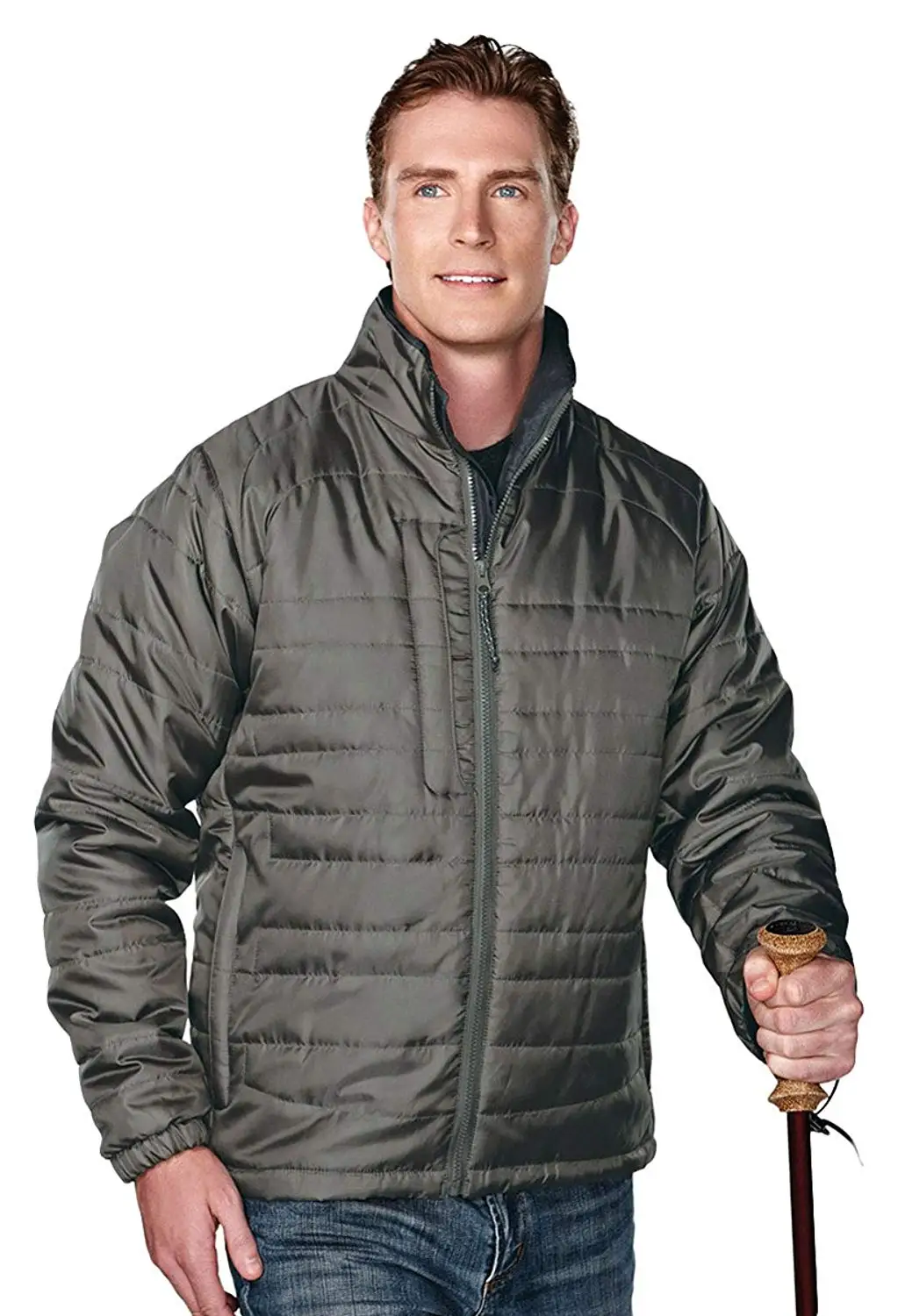 J1908 Tri-Mountain Men/'s Nylon Wind Proof Full Zip Side Pocket Outerwear Jacket