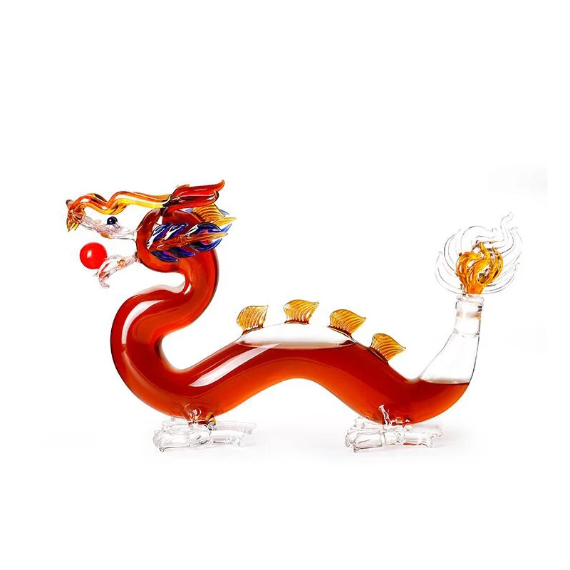 Empty Animal Shape Zodiac Glass Hand Made Dragon Liquor Bottle / Whisky