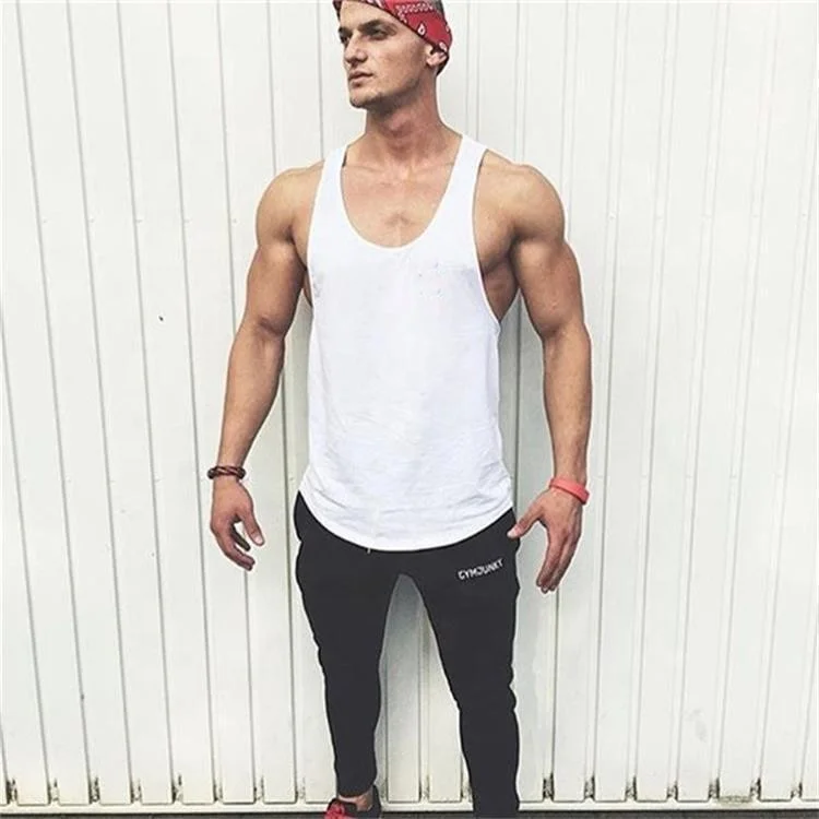 

Men High Quality Fitness Sports Yoga Work Out Running Tank Top, White;black;gray
