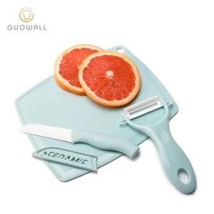 Image of 3pcs Cutting Board Peeler Paring Kitchen Gadgets Ceramic Fruit Knife Set