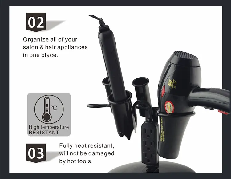 Chromed Tabletop Blow Dryer & Hair Iron Holder Salon Appliance Stand