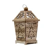 Three Sizes Wooden Table Top Decoration LED House Lantern