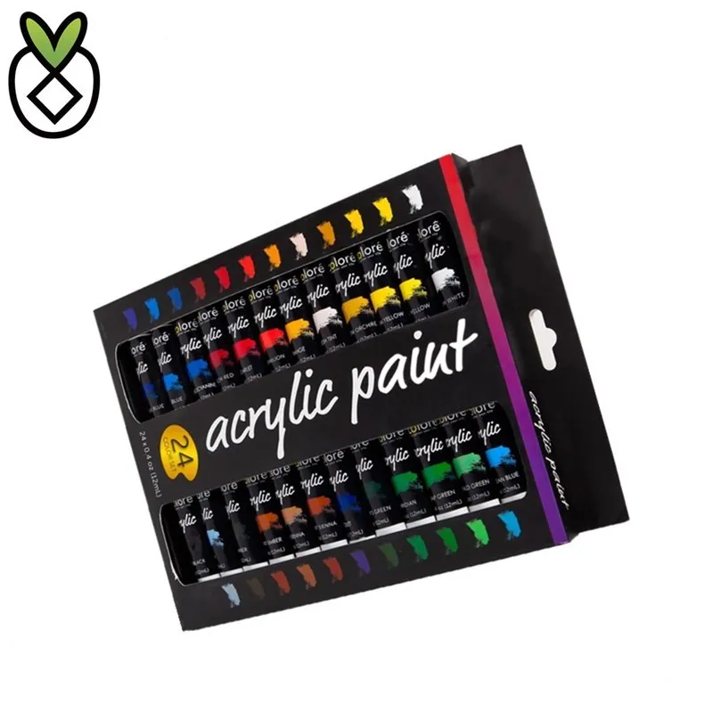 
Professional Grade Painting 24 Vivid Colors Acrylic Paint Set with Brushes 