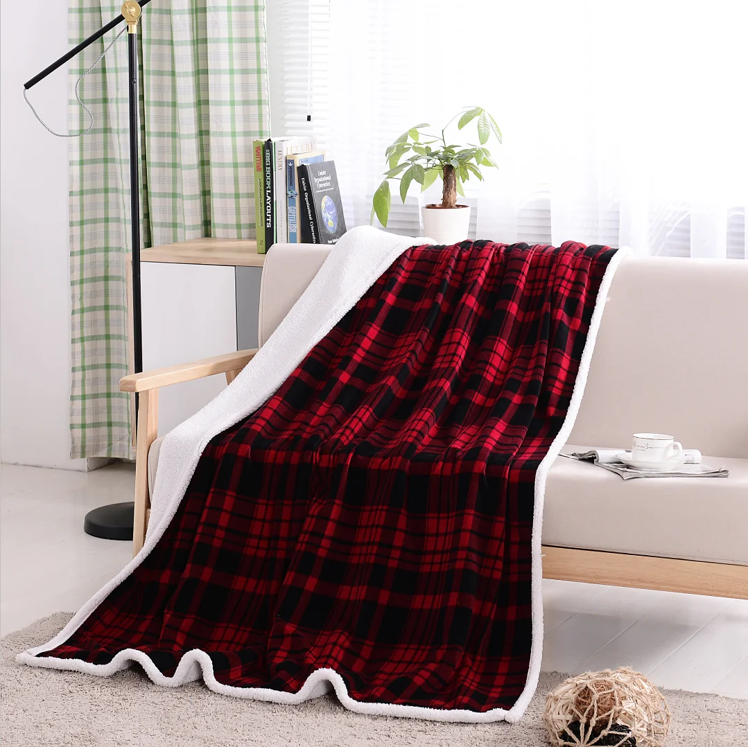 High quality polyester soft sherpa double thick winter coral fleece blanket