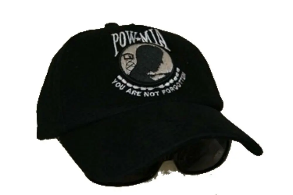 Black POW MIA P.O.W. M.I.A. Embroidered Baseball Cap Hat