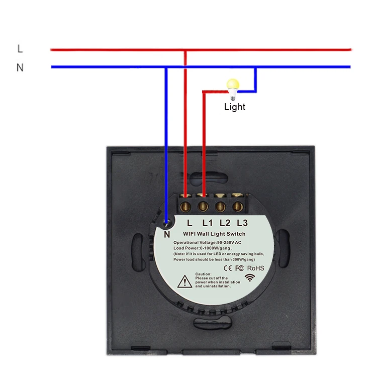 1 way touch switch схема подключения