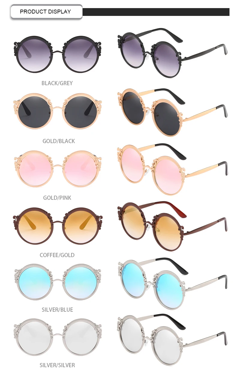 2019 New Arrivals Geometric Metal Round Frame Female Ladies Sunglasses