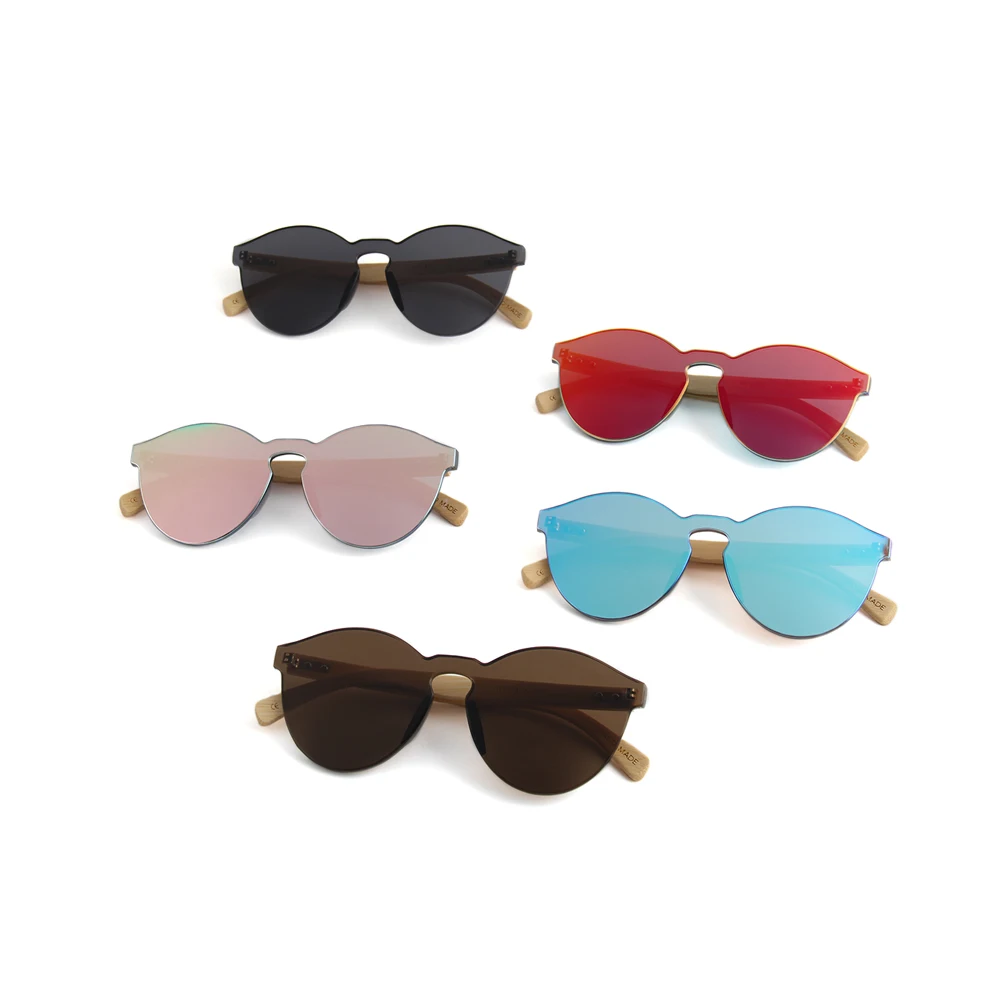 

2019 trending products unique rimless frame wholesale bamboo sunglasses, Custom colors