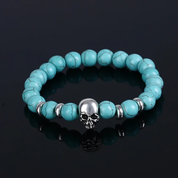 

Men gift Skull Bracelet pulseras mujer buddha beads bracelet elastic charm bracelet lava natural stone for men and women, N/a
