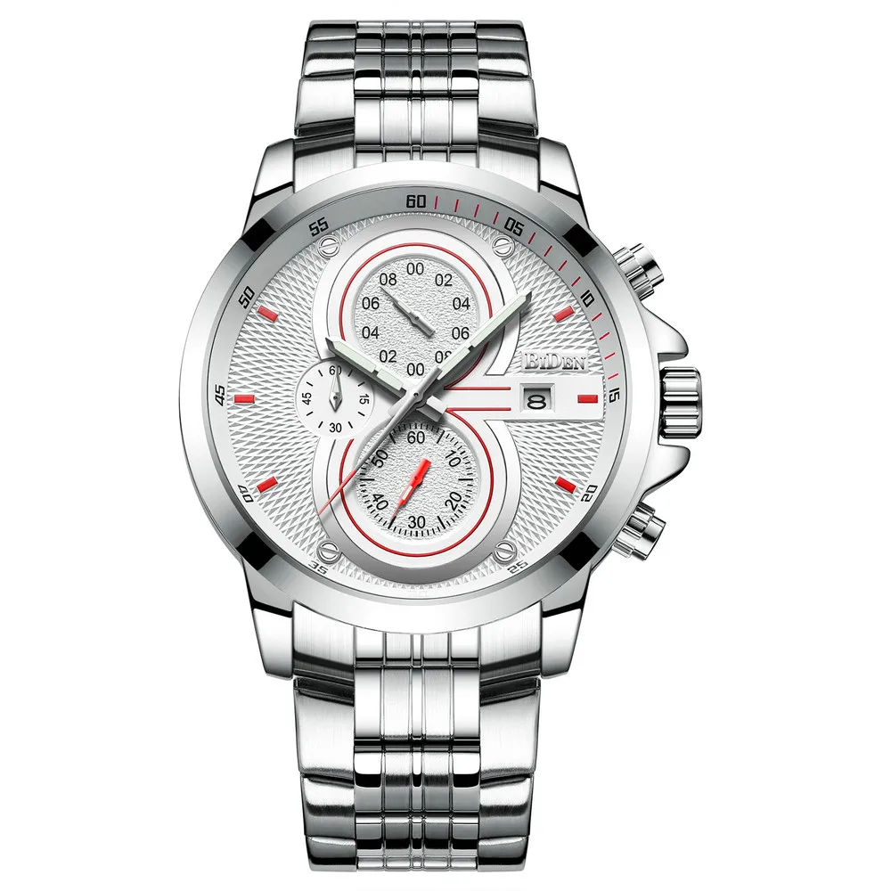 

BIDEN 0085 Men's Fashion&Casual Watches Quartz Movement Auto Date Stainless Steel Band Watches
