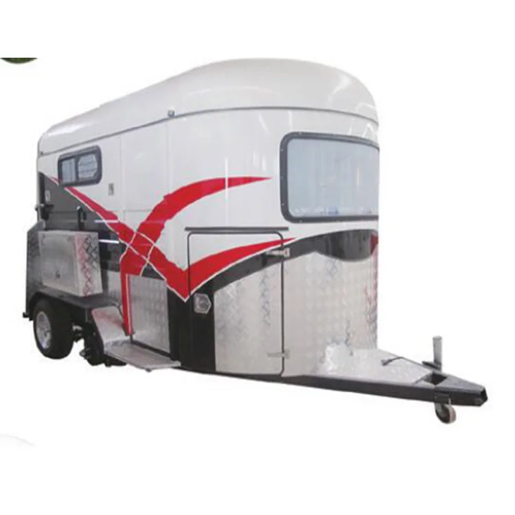 

2 Straight Horse Load Trailer Deluxe Horses Float Trailers with living Quarters Mobile Caravan with CE Certification, Silver