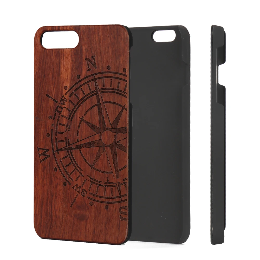 

Hot Selling Cell Phone Accessory Customized Blank Engraved Wood Plastic Back Cover Case for iPhone 6 Plus, Black;blue