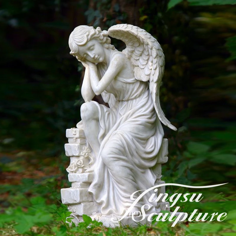 Ensemble de 2 chérubins Anges Résine Jardin Statue Figurine