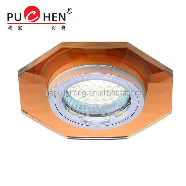 
octagon brown crystal spot ceiling lighting for led or halogen lamp 